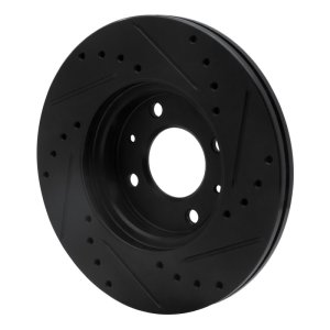 Dodge Attitude Brake Rotor (1) - Front Left - R1 Concepts - Drilled & Slotted - Black - `12-`25